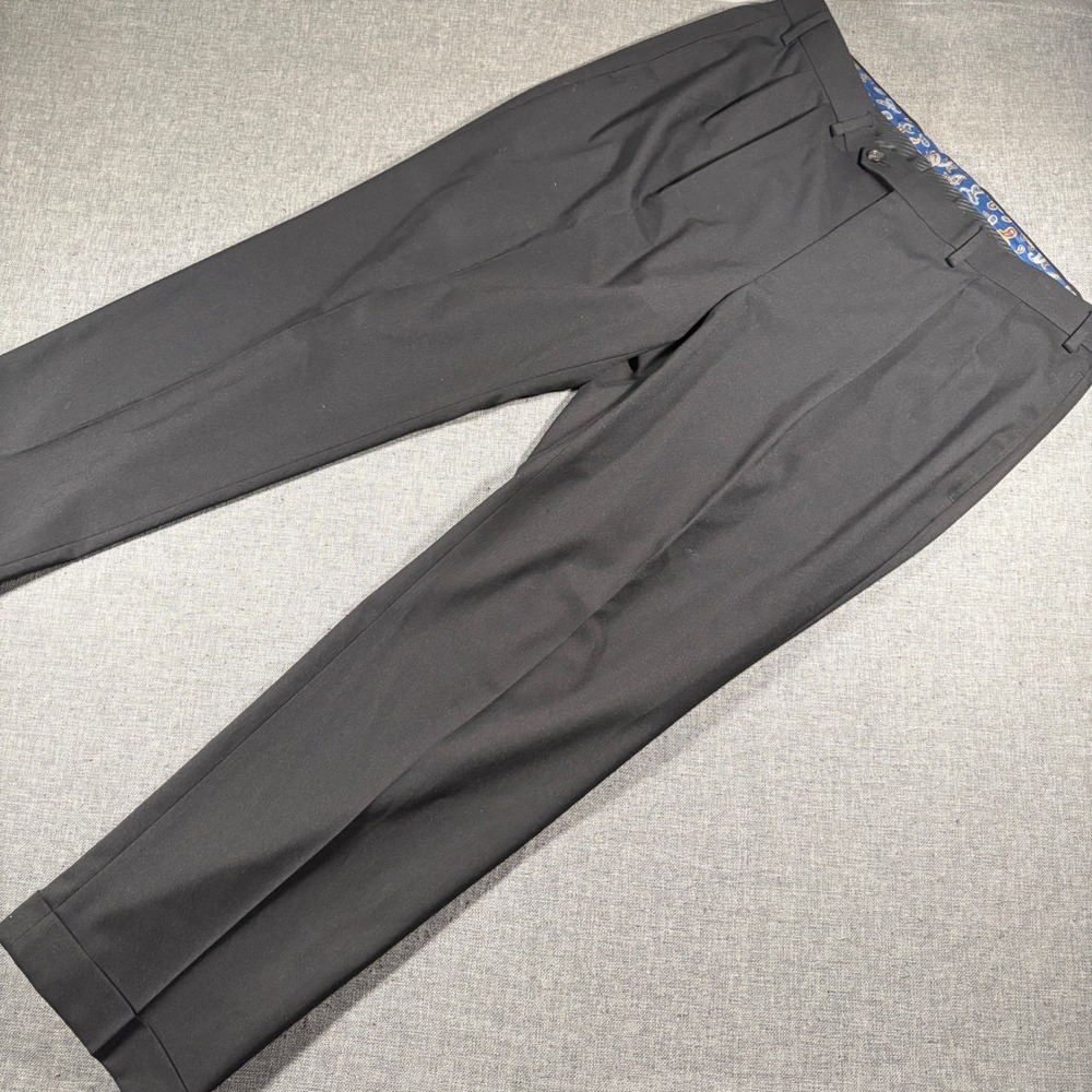 Lauren Ralph Lauren Dress Pants Mens 38x30 Black Cuffed Flat Front Stretch